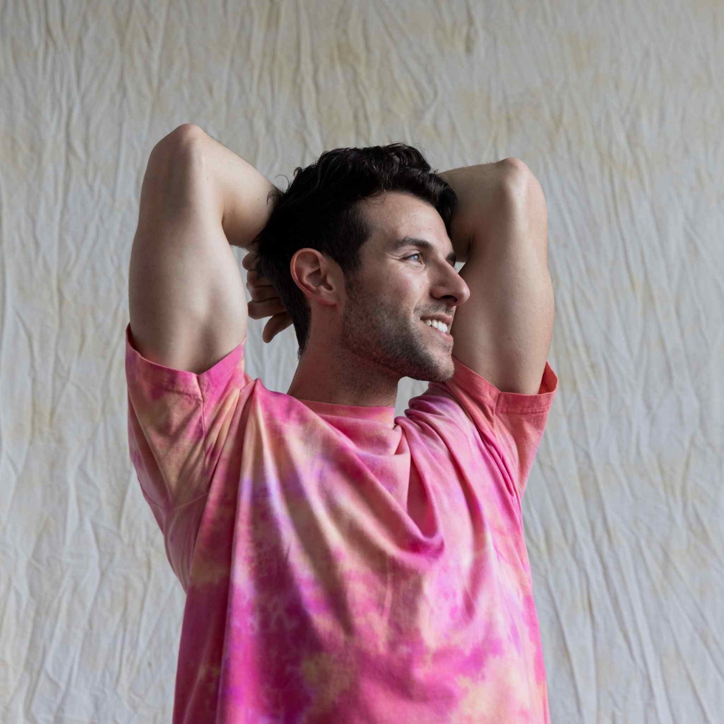 Mellow yellow pink pastel watercolor tie dye cotton shirt unisex comfy fit