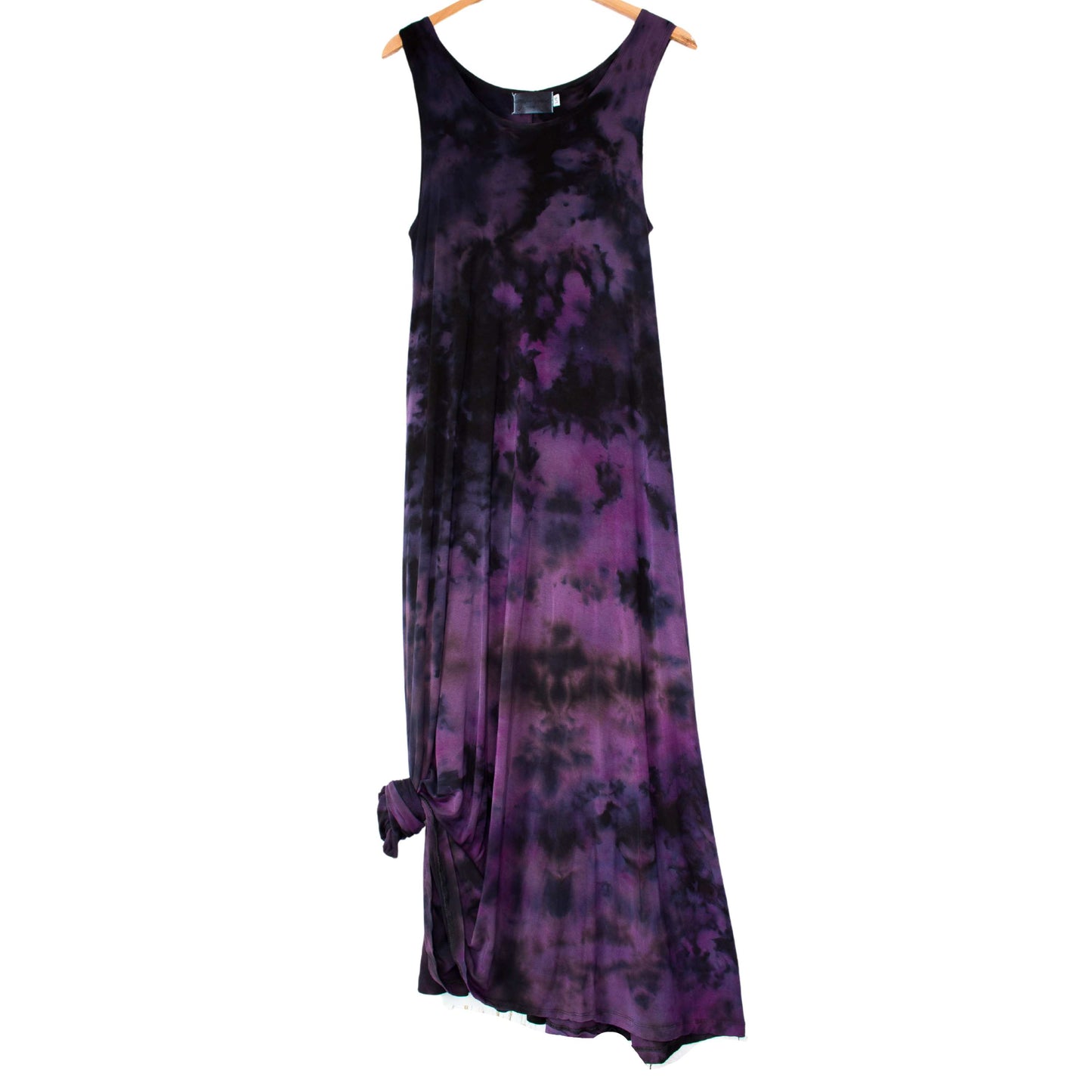 Purple Tie Dye Bamboo Floor Length Maxi Dress A-Line Sleeveless Fit Plus Size