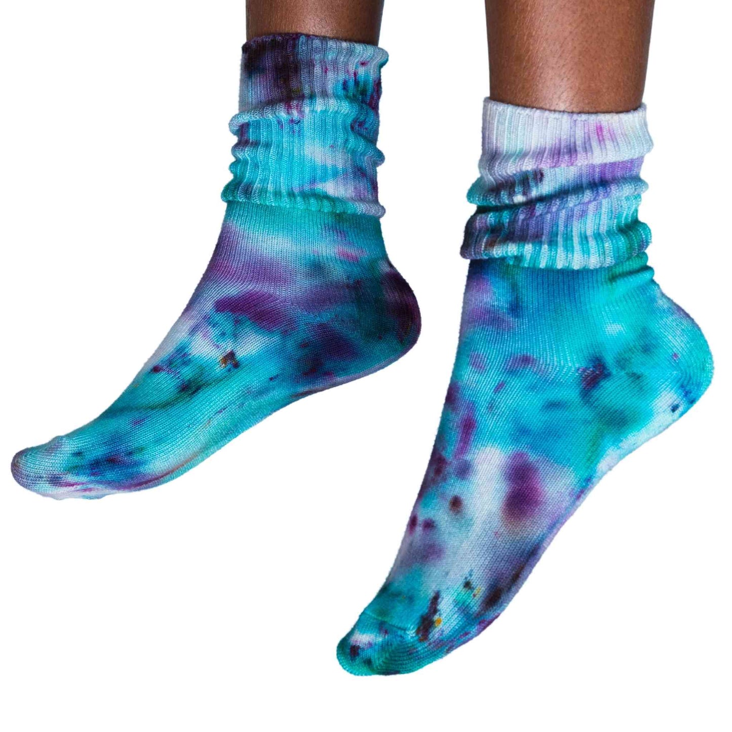 Mermaid grunge blue and purple organic cotton sports socks
