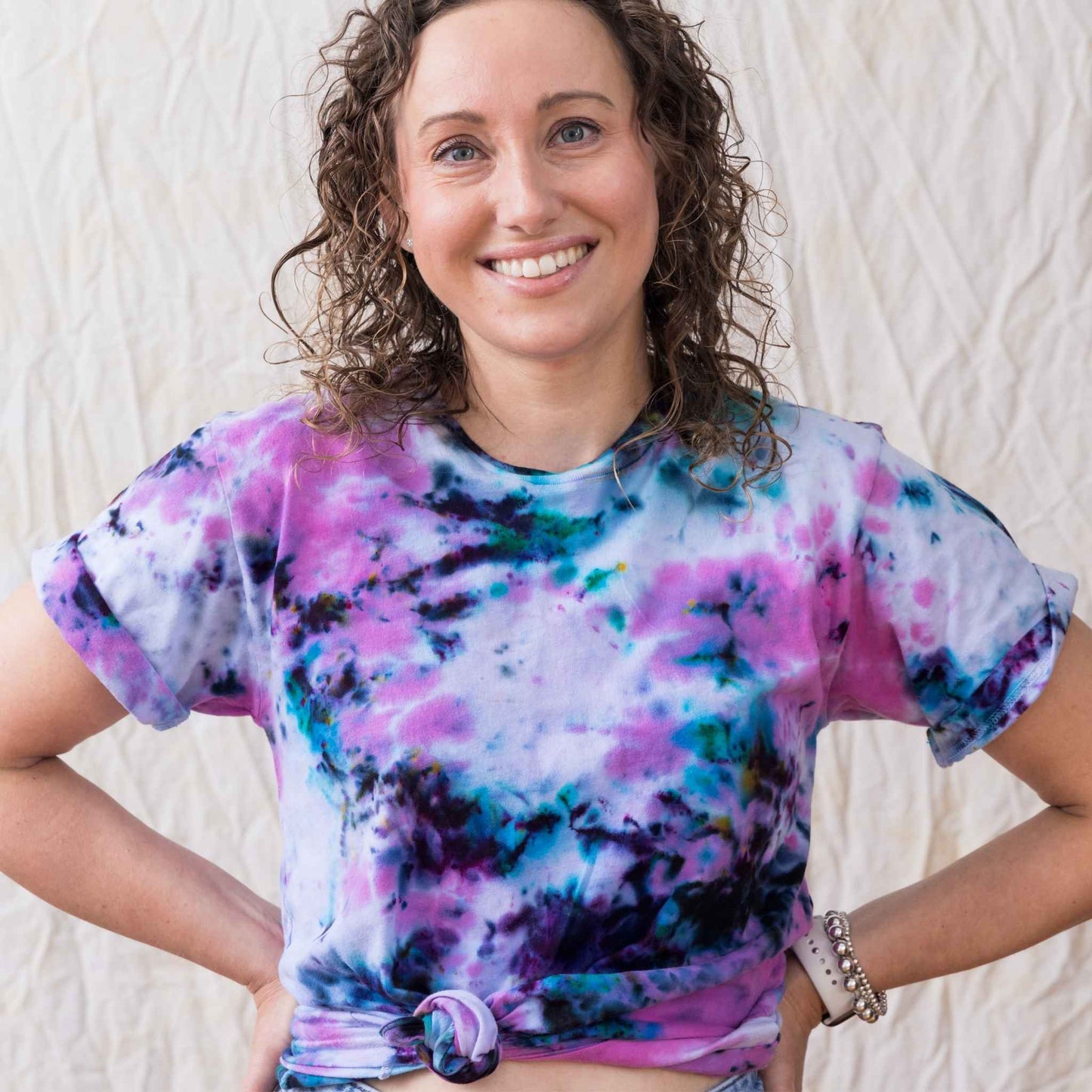 Jade pink grunge rock star tie dye cotton tee funky and unique