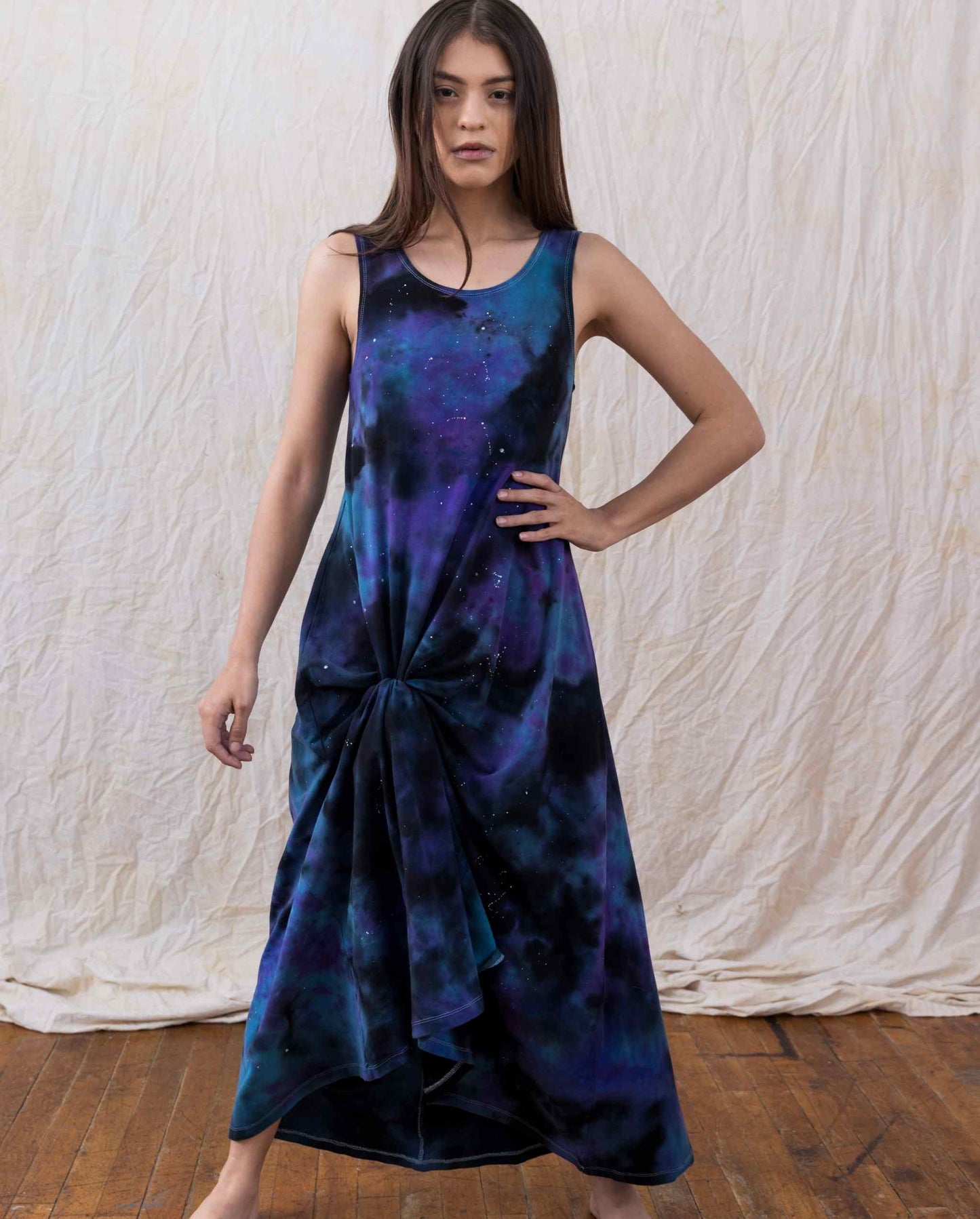 Universe Galaxy Tie Dye Cotton Black, Blue and Pink Constellation Maxi Fit Plus Size