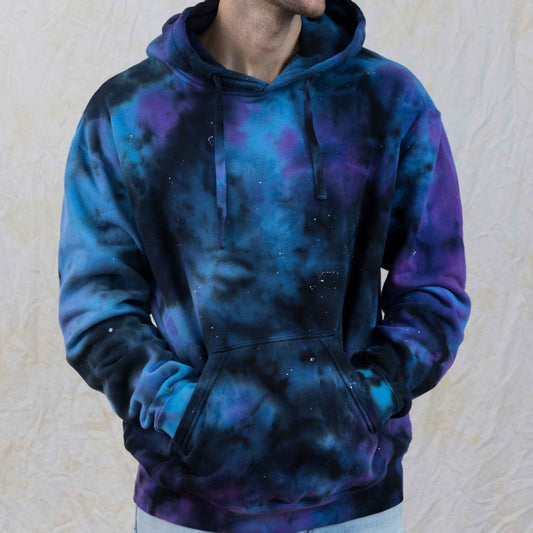 Galaxy black blue tie dye hoodie constellation pattern cute unique one a kind hoodie