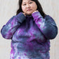 Black and purple crop hoodie tie dye fleece plus size